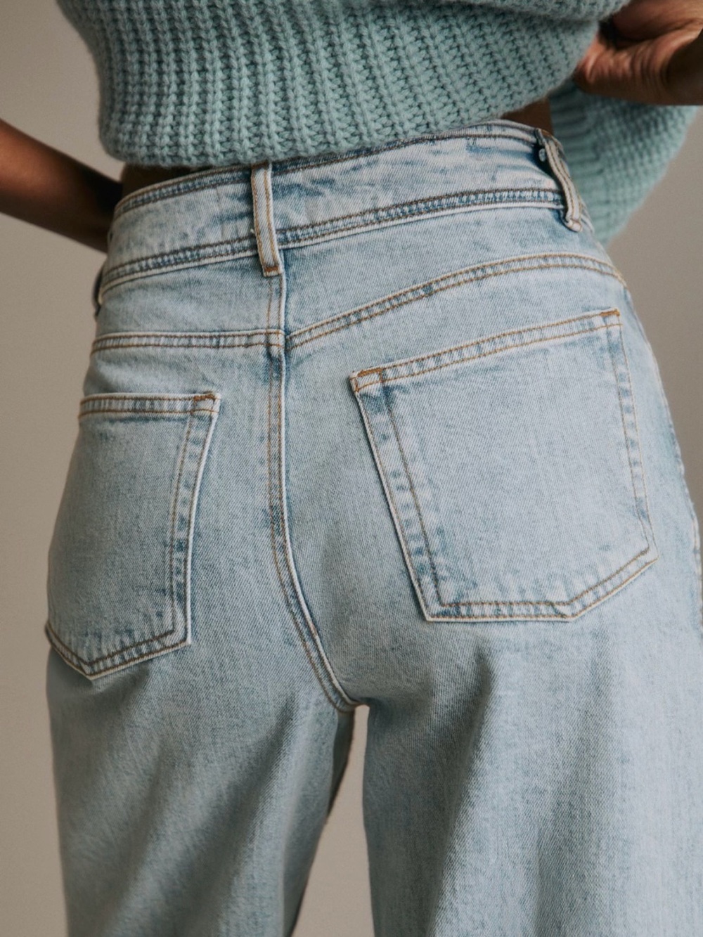 Sézane Le Crop Washed High Rise Wide Leg Jeans Size 10 / FR 42 - Picture 3 of 8